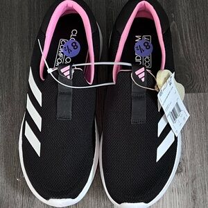Adidas Black and Pink Slip-On Shoes